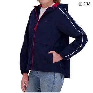 Tommy Hilfiger Lightweight Hooded Windbreaker Jacket XXL NWT Navy Blue